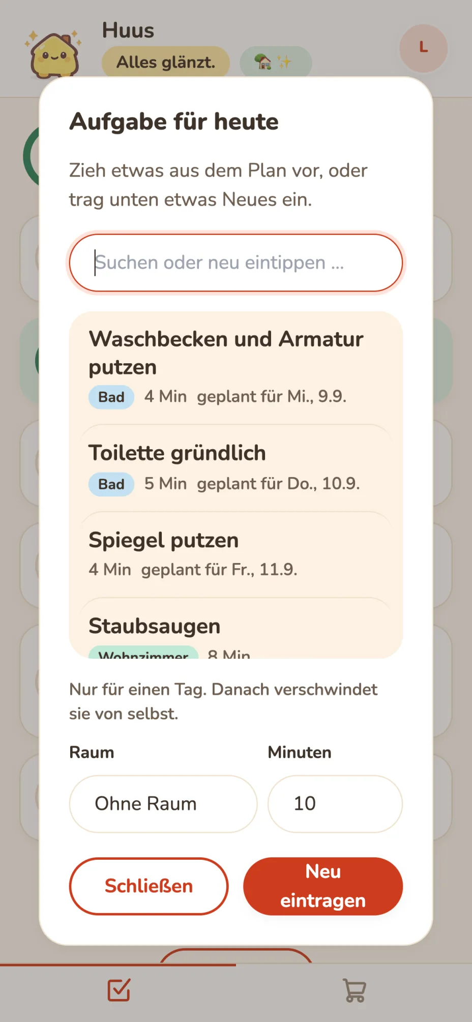 Der Dialog „Etwas dazwischengekommen?“